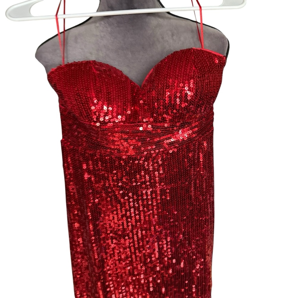 Beautifly Red Sequin Strapless Dress Size 4 - Picture 2 of 8